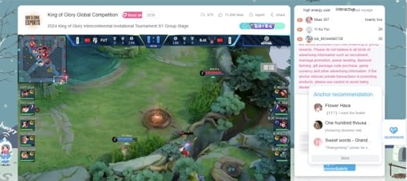 Honors of kings live streaming e-sports competition