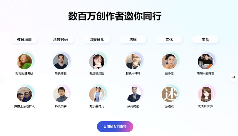Content Creators on Baidu BaiJiahao
